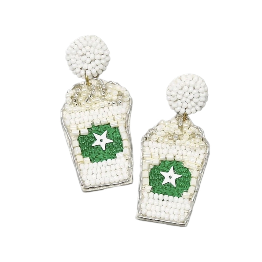 Starbucks Inspired Seed Beaded Earrings - Coffee Frappuccino Lovers Earrings